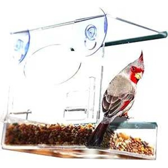 Window Bird Feeder Transparent Acrylic House Suction Cup Outdoor Hanging - Picture 1 of 4
